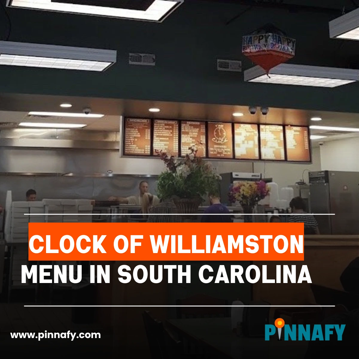 Clock of Williamston Menu in South Carolina