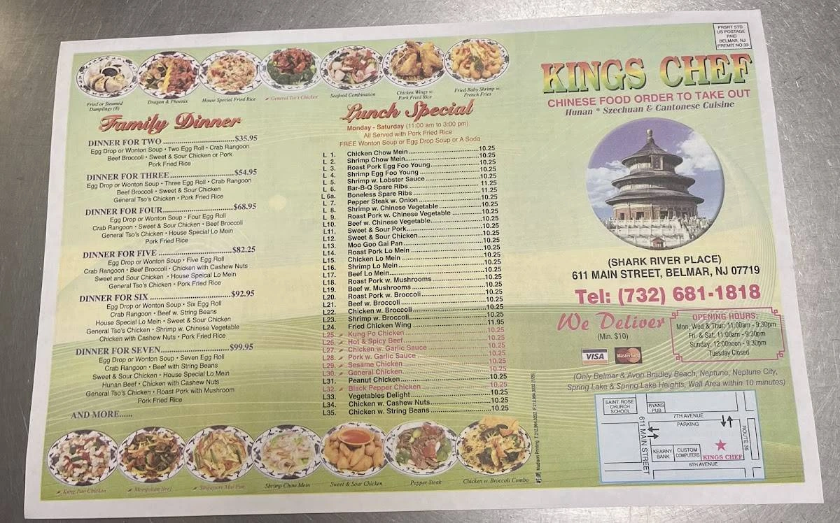 King's Chef Menu Belmar NJ with Prices