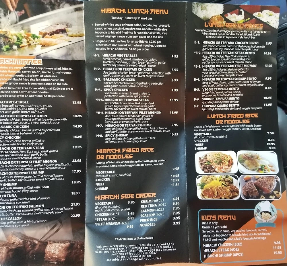 Sunrise Hibachi Island Menu in Shelby Township, MI