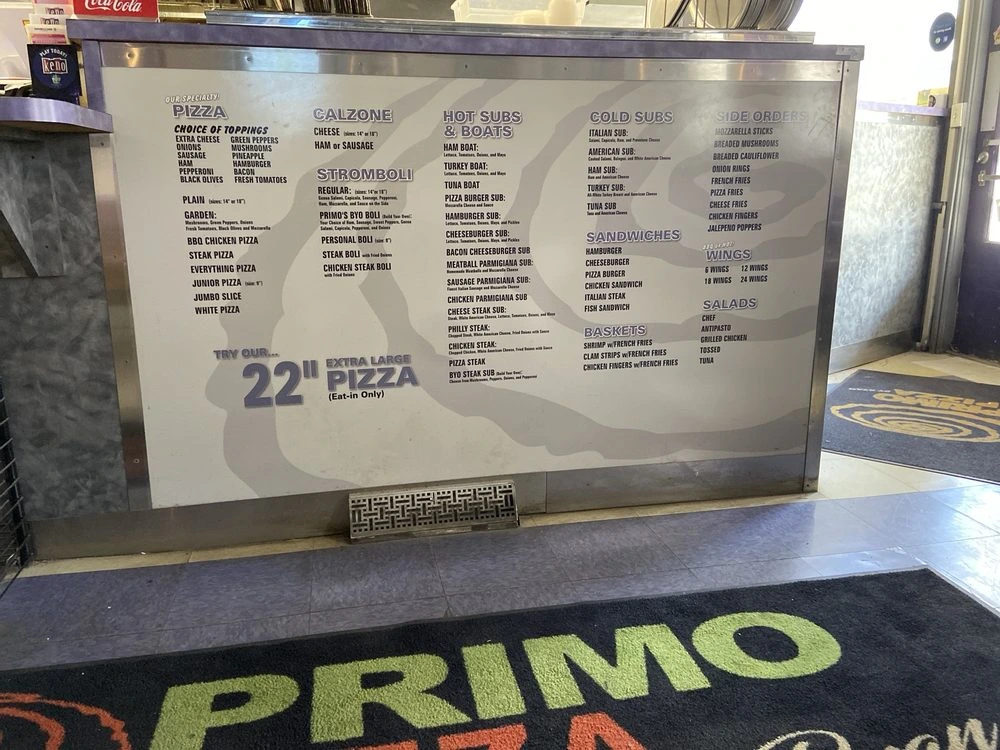 Primo Pizza by Ryan Menu in Windsor, PA