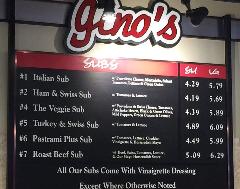 Gino's Italian Deli Menu With Prices