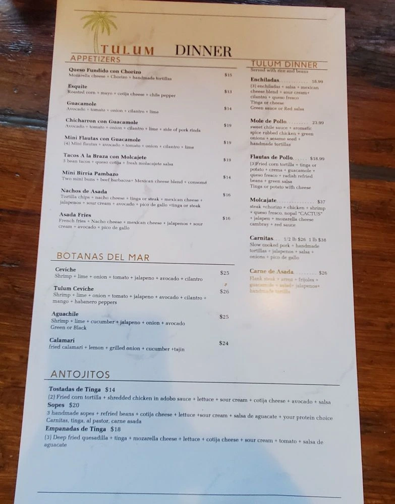tulum mexican kitchen menu San Jose CA