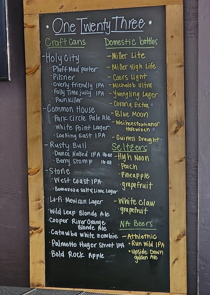 sweetwater one twenty three menu