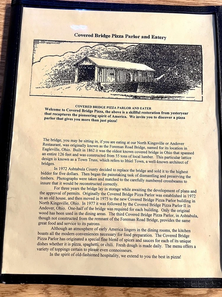 Bridge Pizza Parlor Menu Ohio