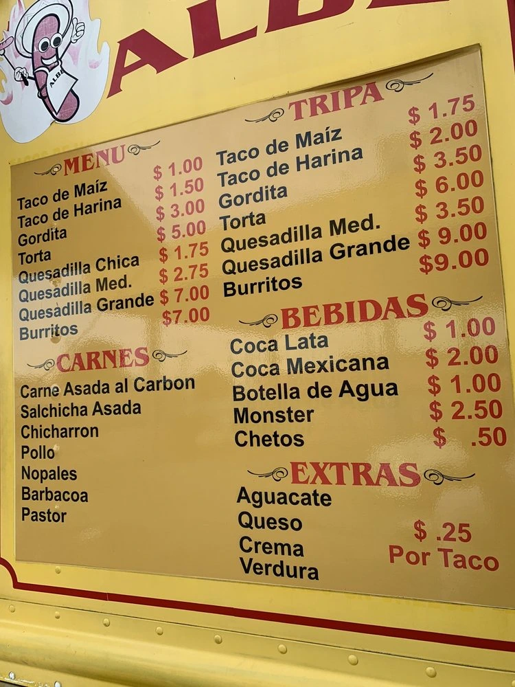 Taqueria Asadero Albe Food Truck Houston Menu With Prices