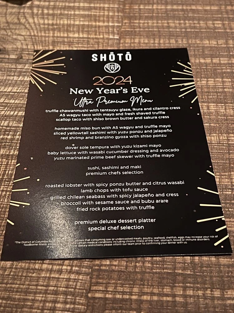shōtō washington dc menu With Prices