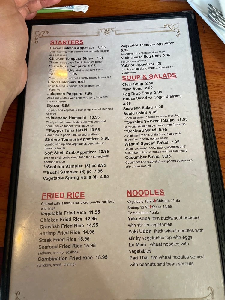  wasabi ocean springs Menu With Prices