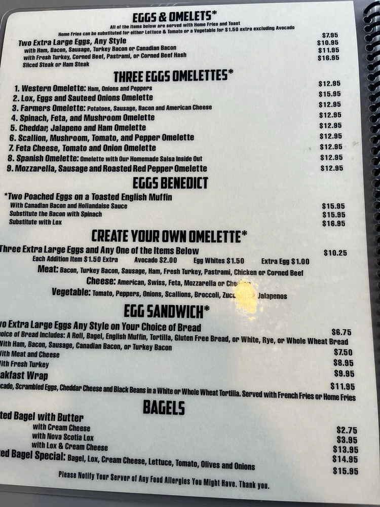sweet hollow diner Menu With Prices